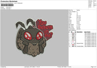 Mothman Embroidery File 4 size