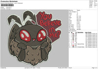 Mothman Embroidery File 4 size