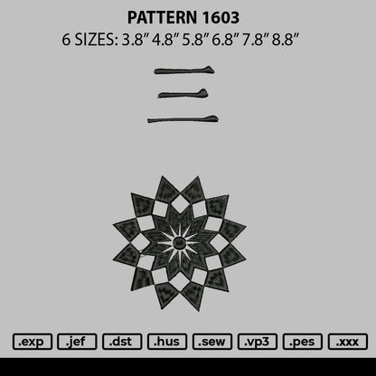 Pattern 1603 Embroidery File 6 sizes