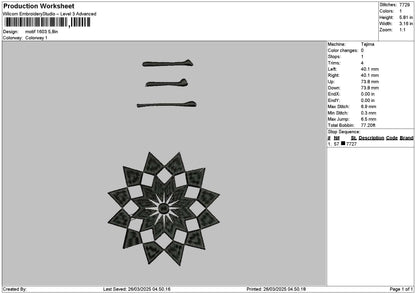 Pattern 1603 Embroidery File 6 sizes