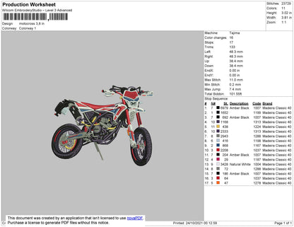 Motocross Embroidery File 4 size