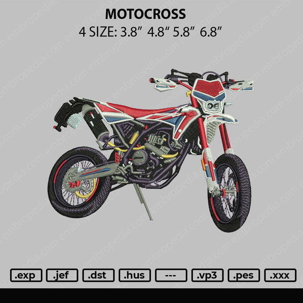 Motocross Embroidery File 4 size