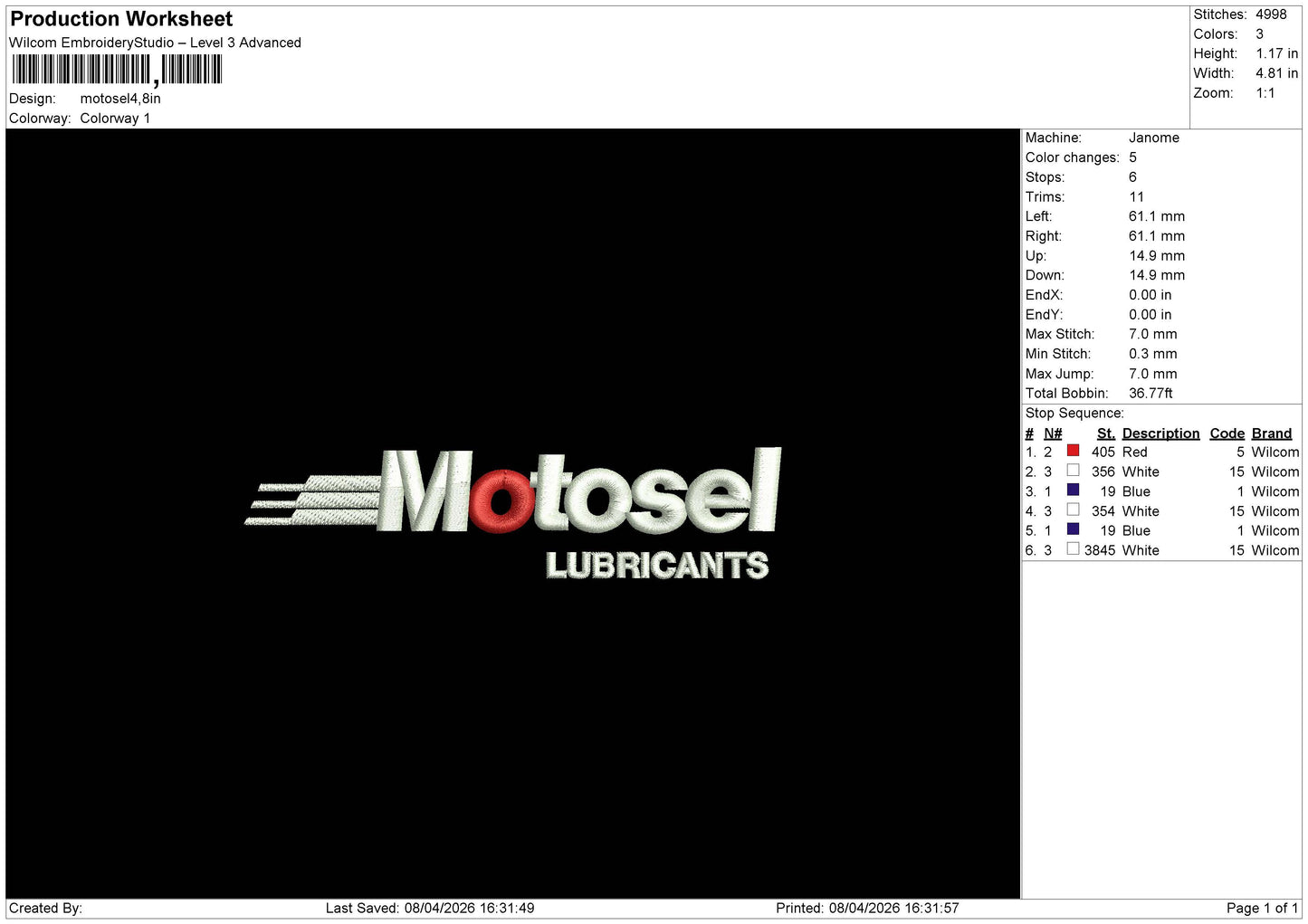 Motosel Embroidery File 6 size