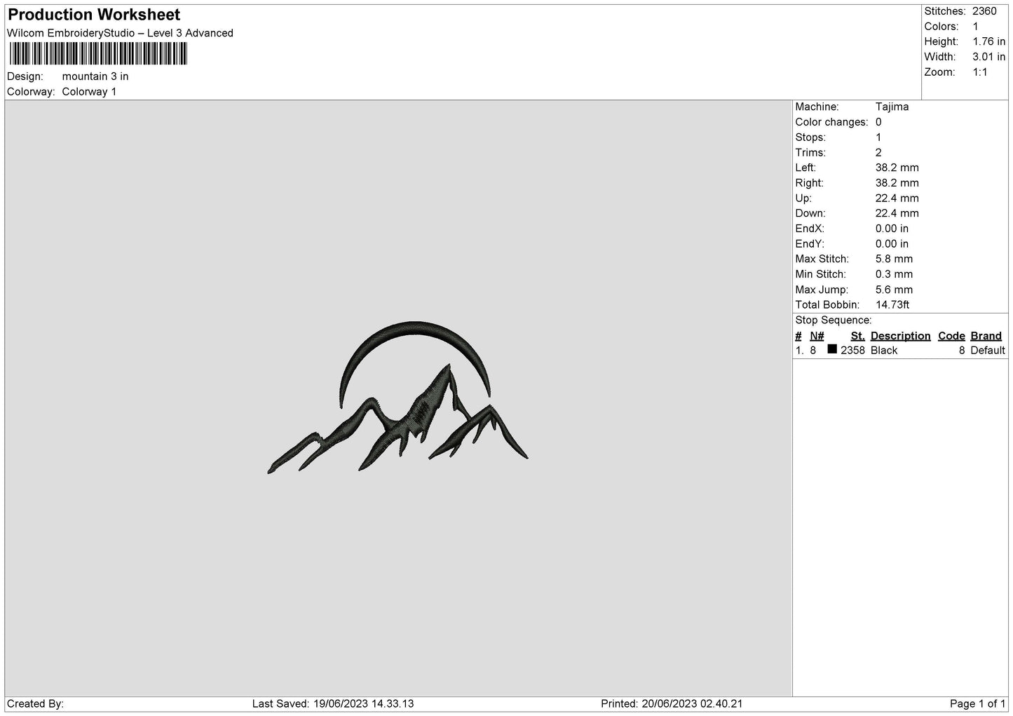 Mountain Embroidery File 6 sizes