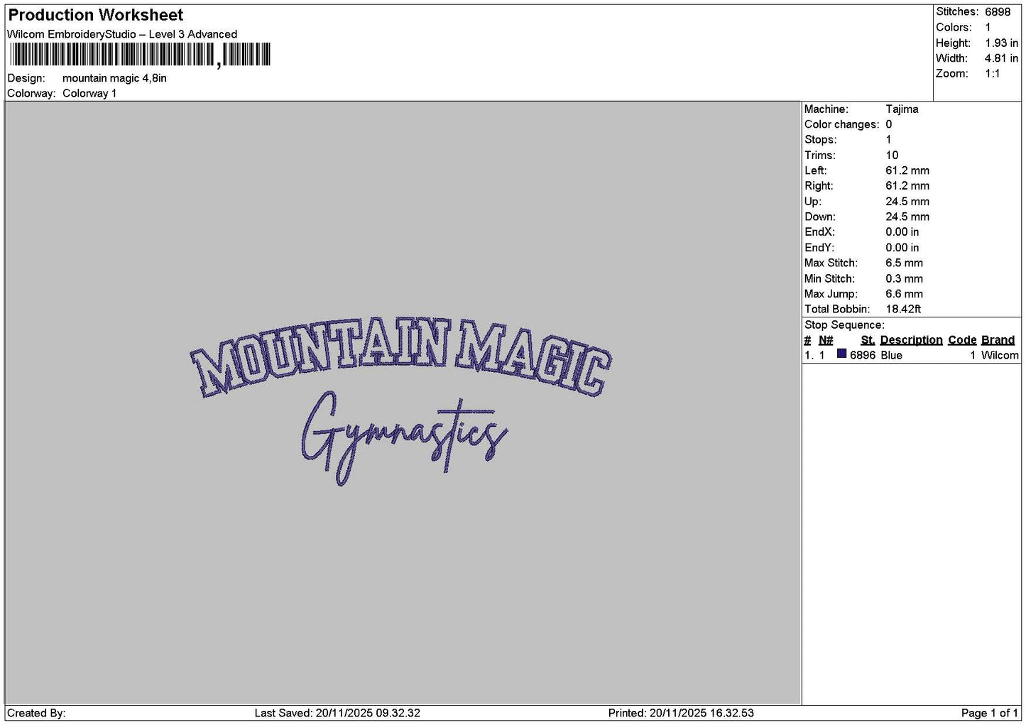 Mountaintext Embroidery File 6 sizes
