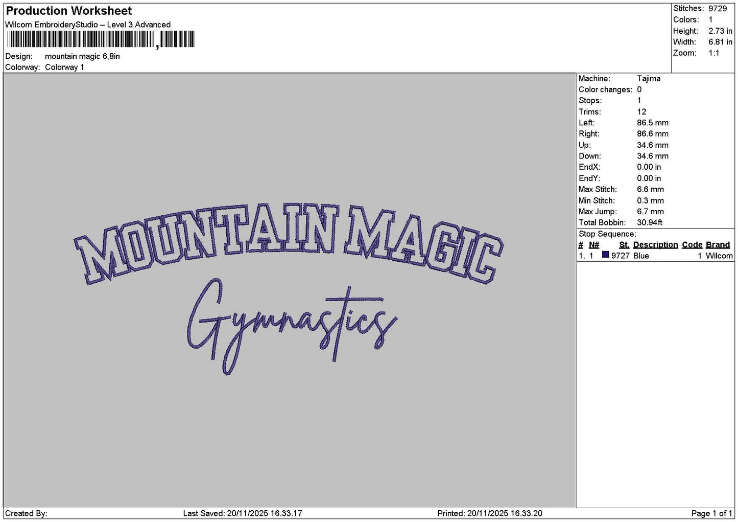Mountaintext Embroidery File 6 sizes