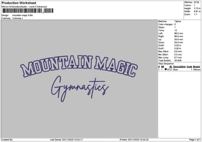 Mountaintext Embroidery File 6 sizes