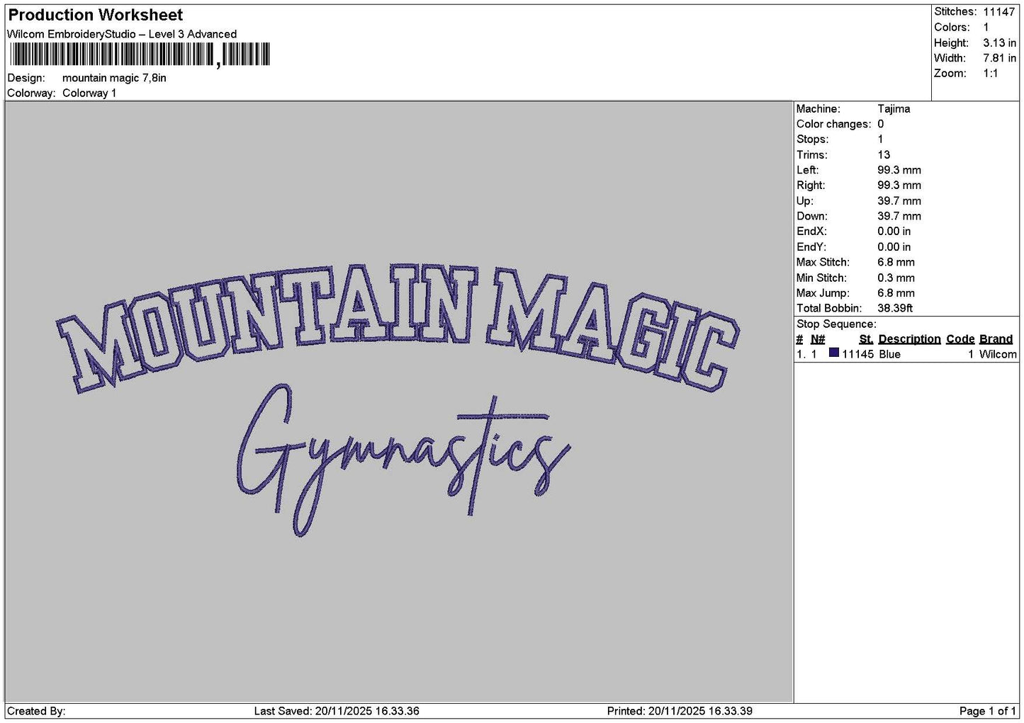 Mountaintext Embroidery File 6 sizes