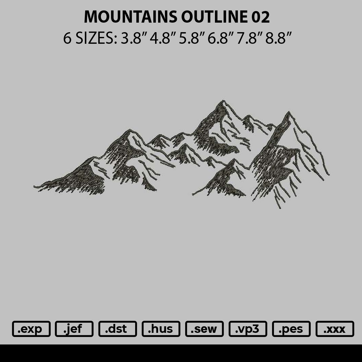 Mountains Outline 02 Embroidery File 6 sizes