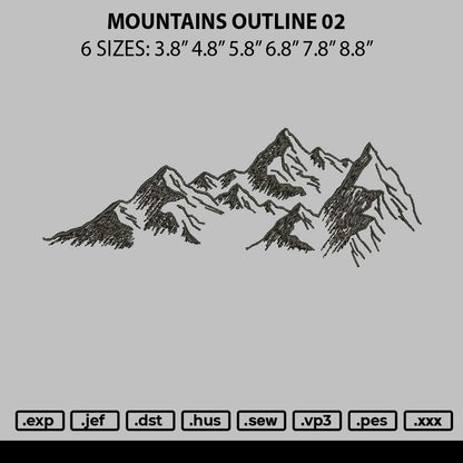Mountains Outline 02 Embroidery File 6 sizes