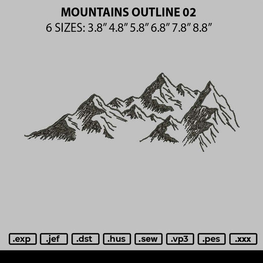 Mountains Outline 02 Embroidery File 6 sizes