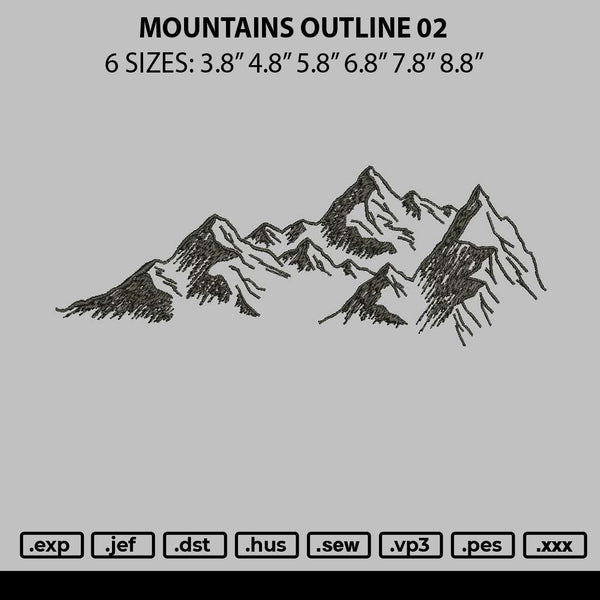 Mountains Outline 02 Embroidery File 6 sizes