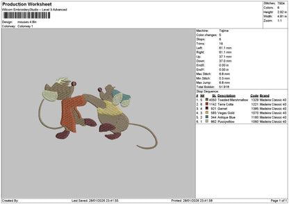Mouses 2801 Embroidery File 6 sizes