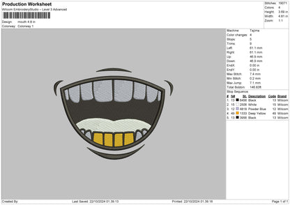 Mouth Embroidery File 6 sizes