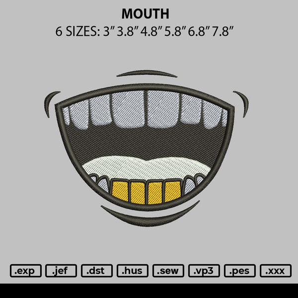 Mouth Embroidery File 6 sizes