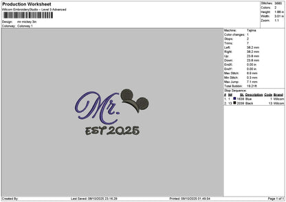 Mr2025 Embroidery File 6 sizes