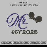 Mr2025 Embroidery File 6 sizes