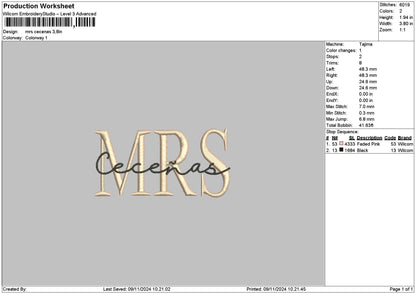 Cecenastext Embroidery File 6 sizes