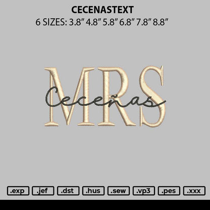 Cecenastext Embroidery File 6 sizes