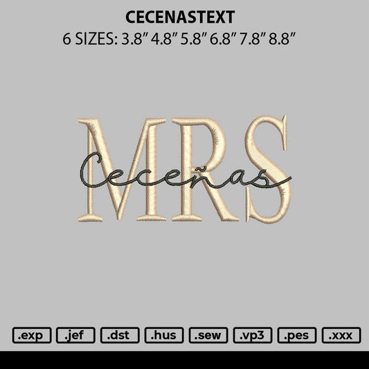 Cecenastext Embroidery File 6 sizes