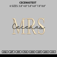Cecenastext Embroidery File 6 sizes