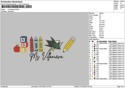 Villanuevatext Embroidery File 6 sizes