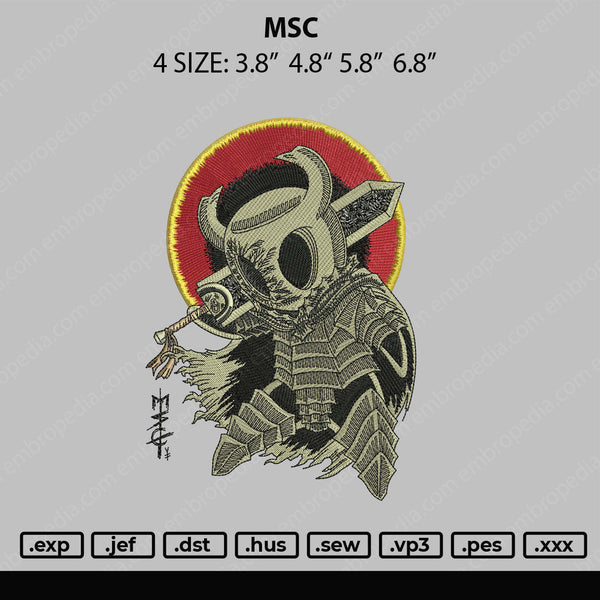 MSC Embroidery File 4 size