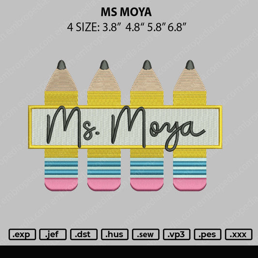 MS Moya Embroidery File 4 size