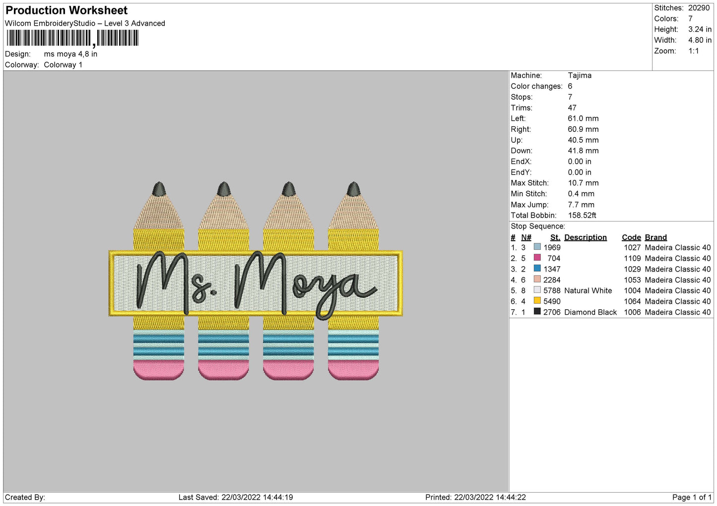 MS Moya Embroidery File 4 size