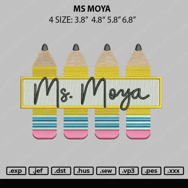 MS Moya Embroidery File 4 size