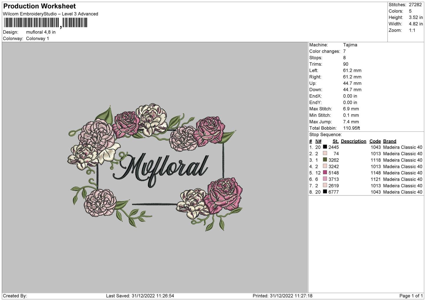 Mvfloral Embroidery File 6 Sizes