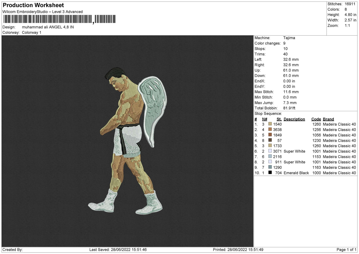 Muhammad Ali Angel Embroidery File 4 size