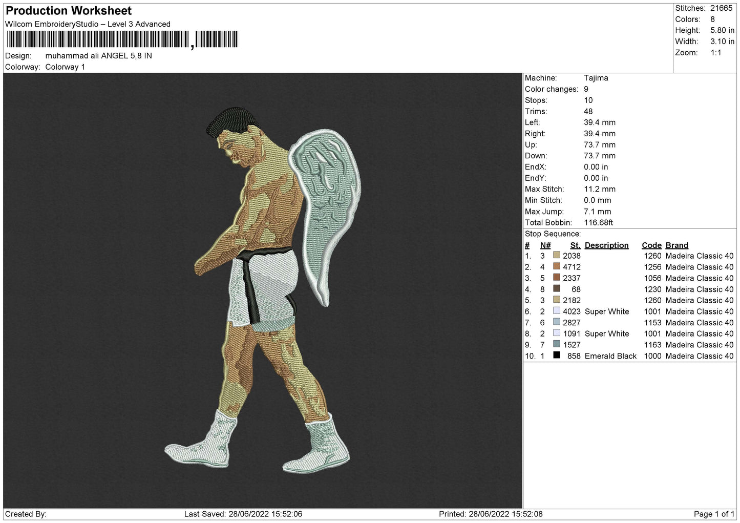 Muhammad Ali Angel Embroidery File 4 size