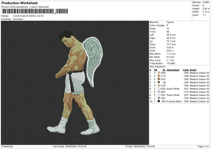 Muhammad Ali Angel Embroidery File 4 size