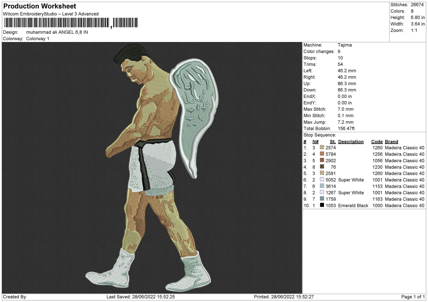 Muhammad Ali Angel Embroidery File 4 size