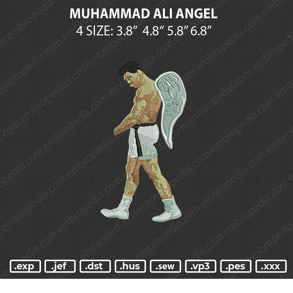 Muhammad Ali Angel Embroidery File 4 size