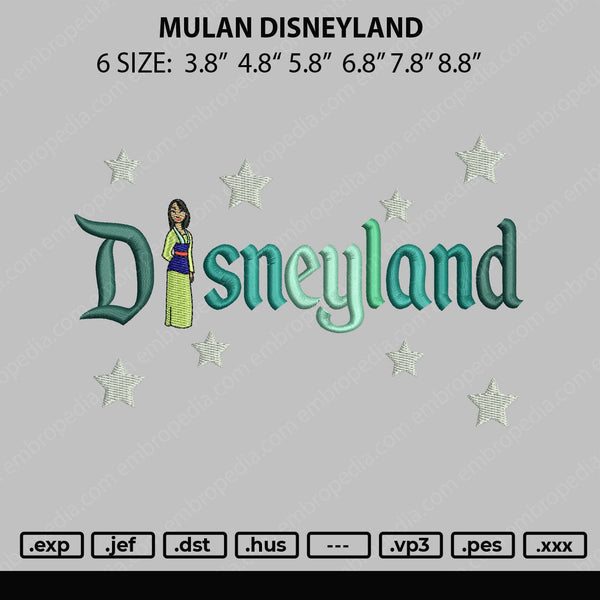 Mulan Disneyland Embroidery File 6 size