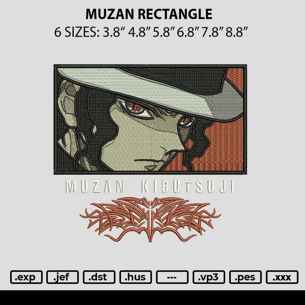 Muzan Rectangle Embroidery File 6 sizes