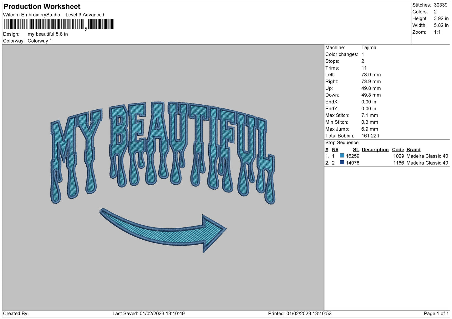 My Beautiful Txt Embroiery File 6 sizes