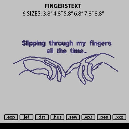Fingerstext Embroidery File 6 sizes
