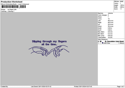 Fingerstext Embroidery File 6 sizes