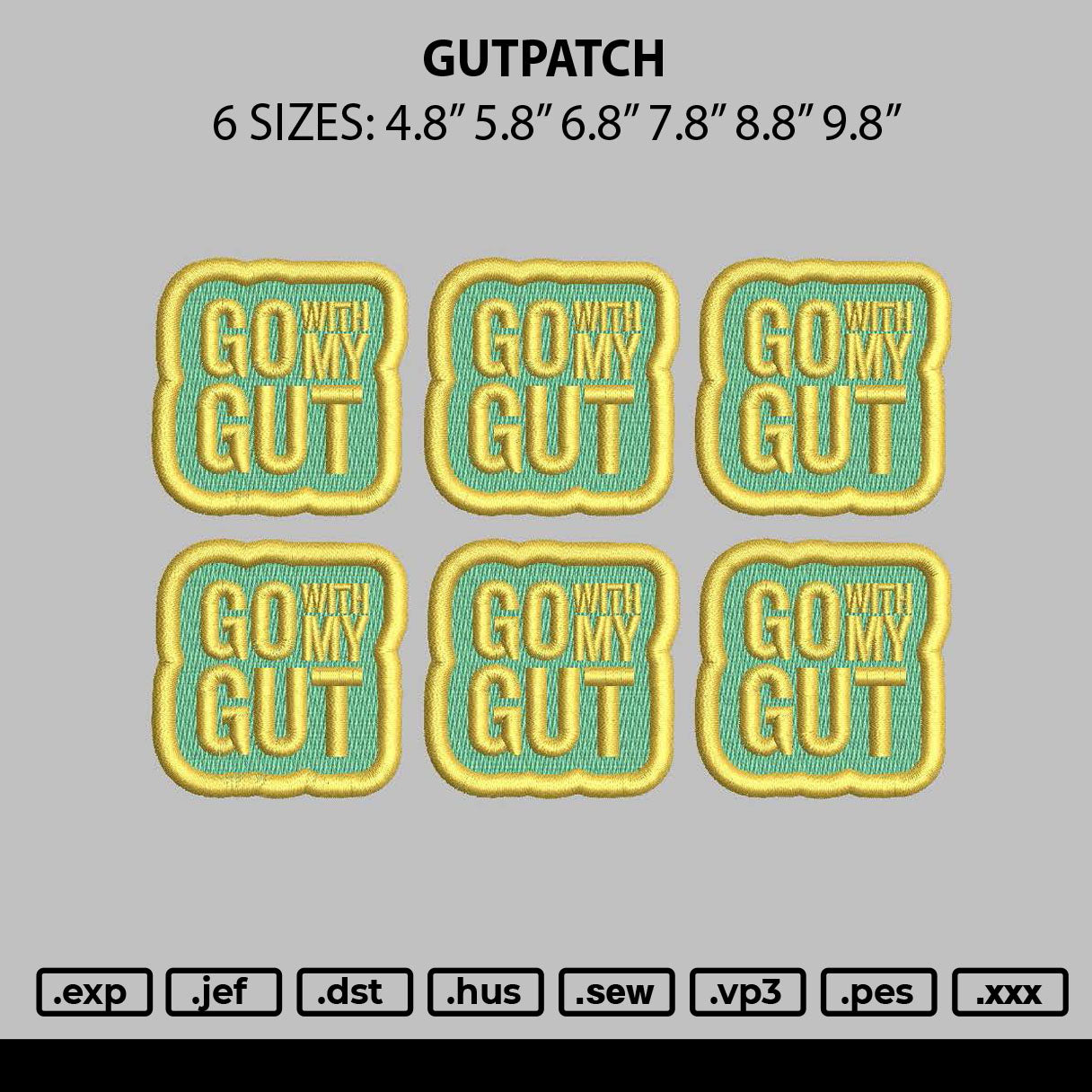 Gutpatch Embroidery File 6 sizes