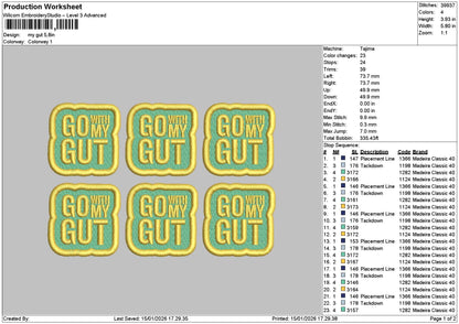 Gutpatch Embroidery File 6 sizes