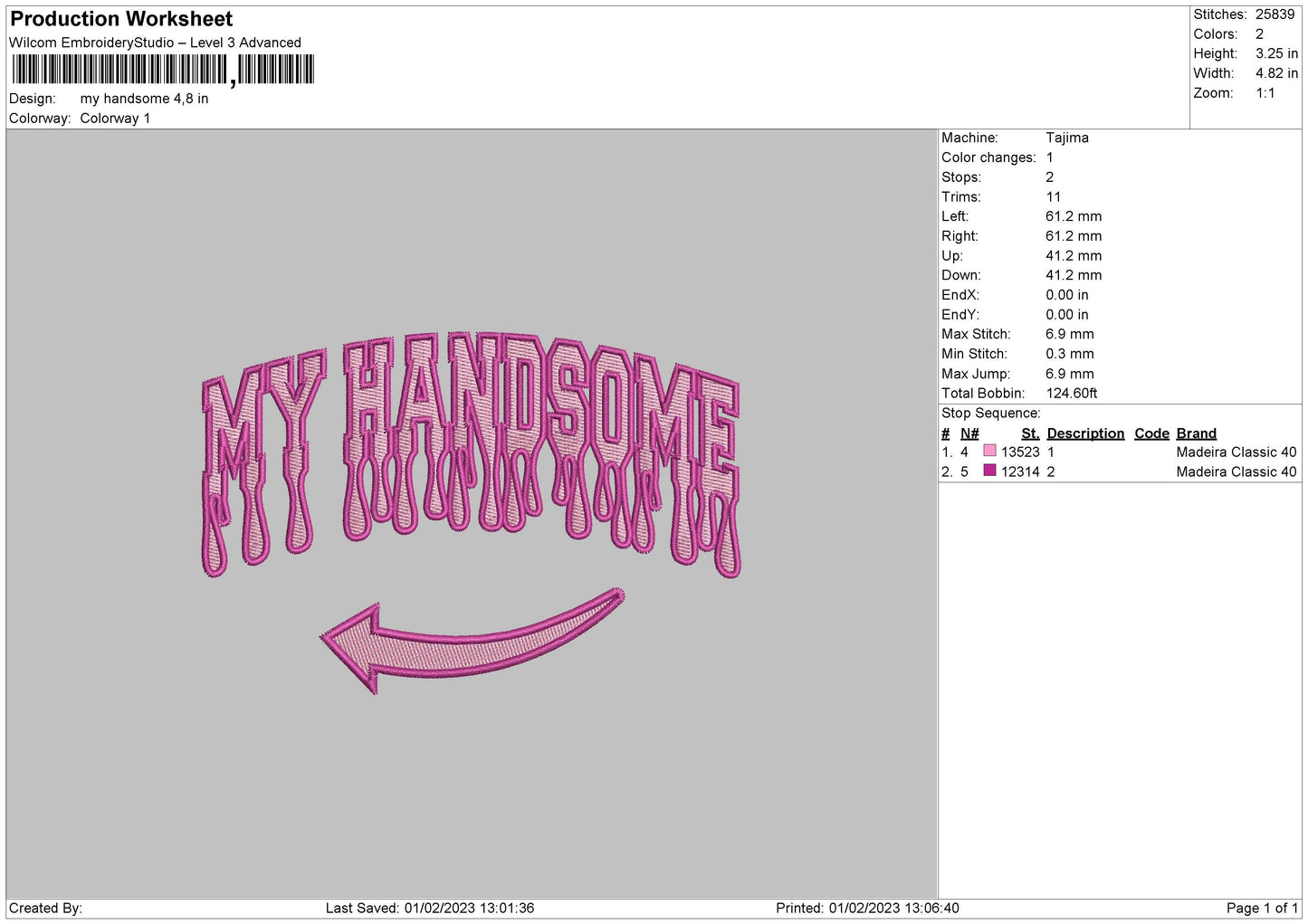 My Handsome Txt Embroidery File 6 sizes