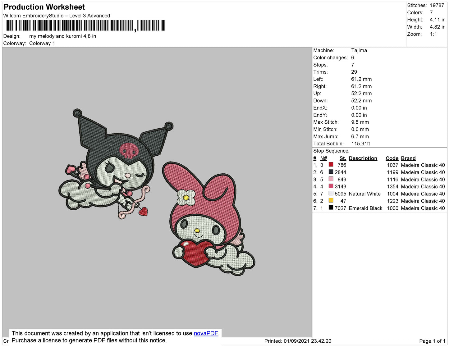 My Melody And Kuromi Embroidery File 4 size