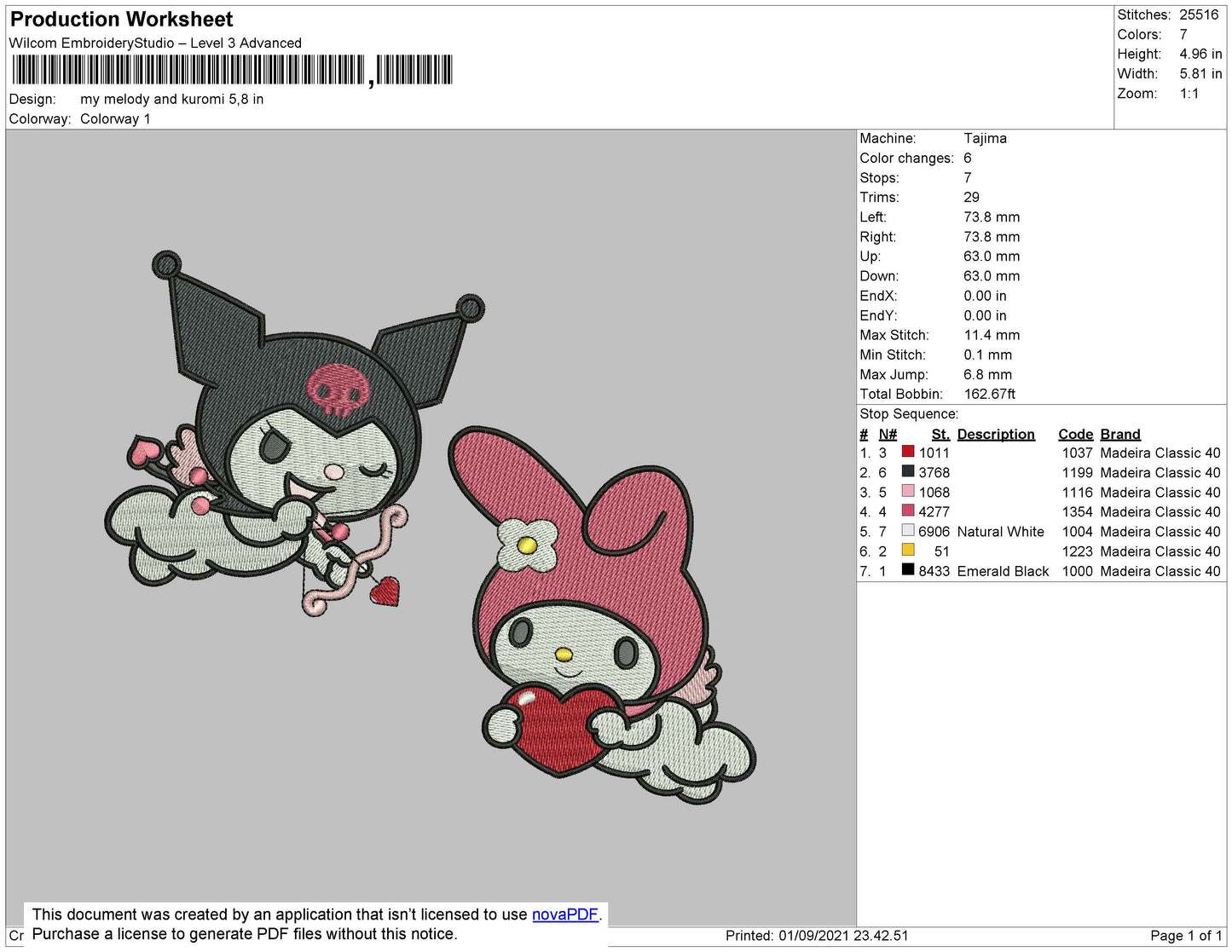 My Melody And Kuromi Embroidery File 4 size