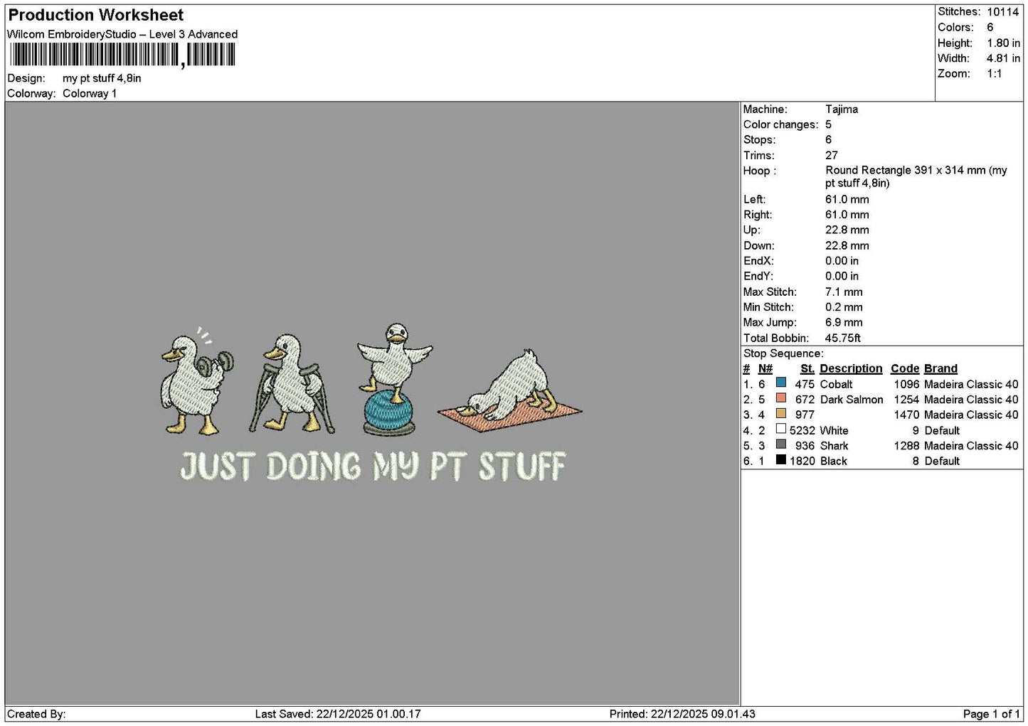 Duckstext 2112 Embroidery File 6 sizes