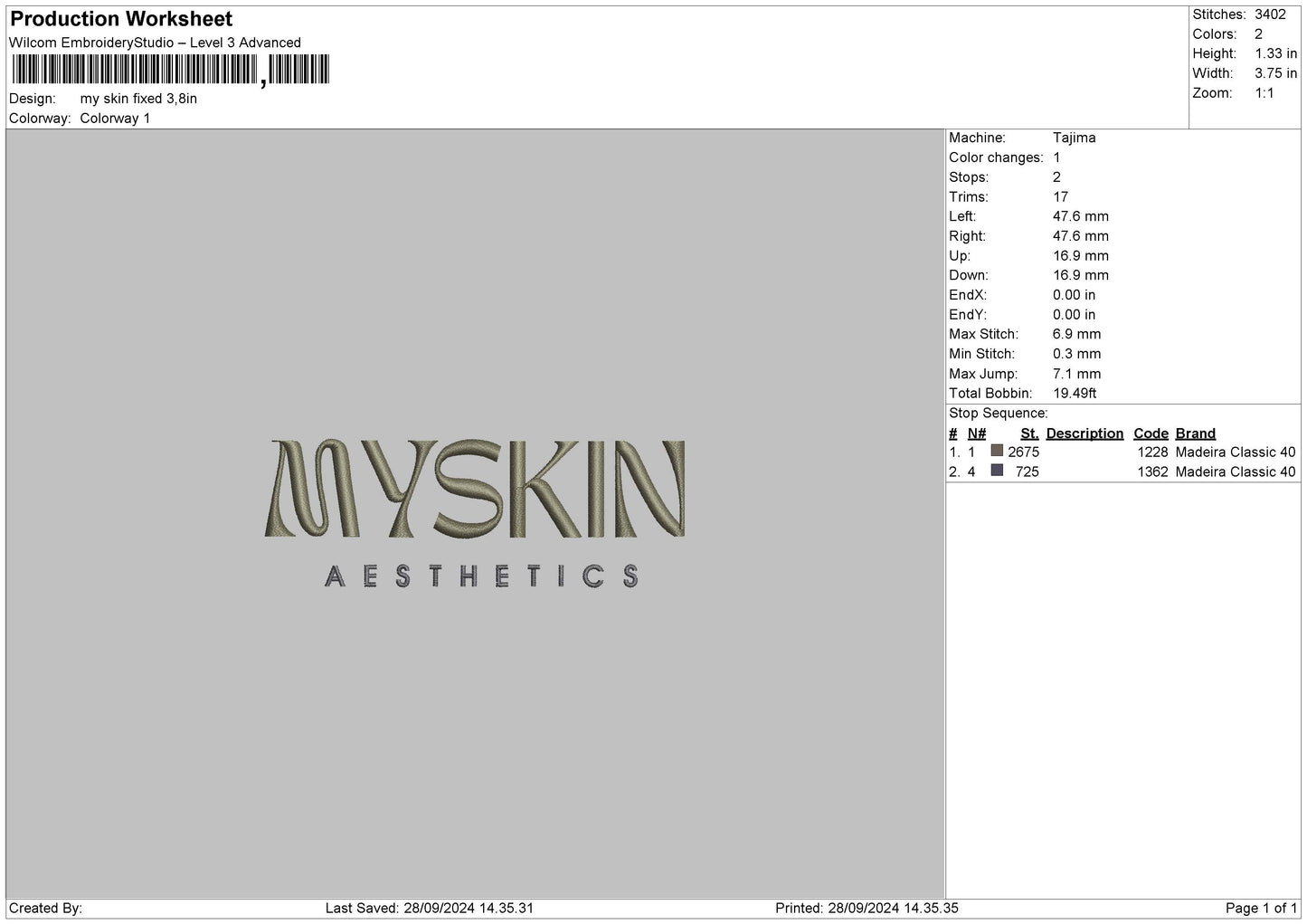 Myskintext Embroidery File 6 sizes