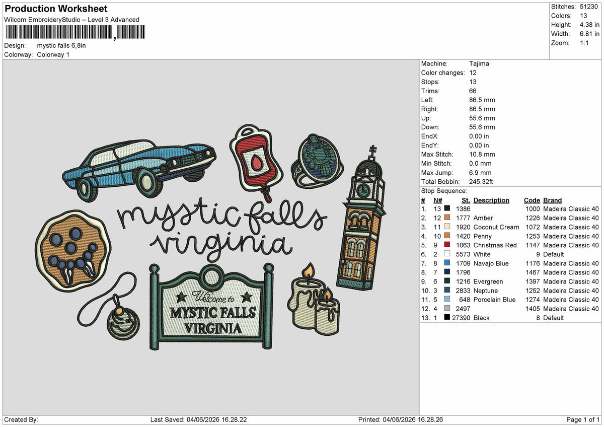 Mystictext Embroidery Machine Design File 6 sizes