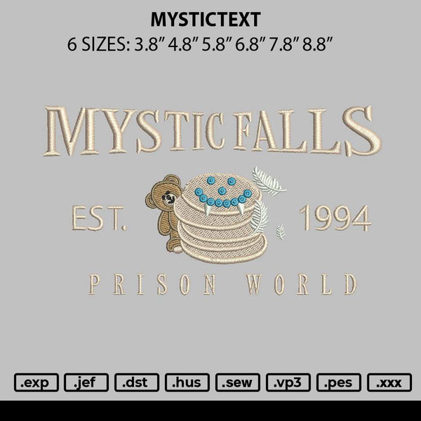 Mystictext Embroidery File 6 sizes